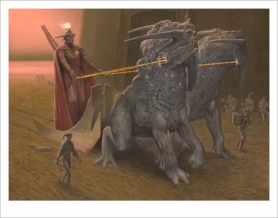 Melding Drawn Sledge [PRINT], Wayne Barlowe