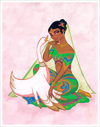 Damayanti and the Swan [PRINT], Sarika Matthew