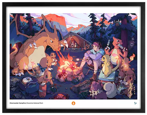 Charmander Campfire (Framed Giclee), Bryce Kho