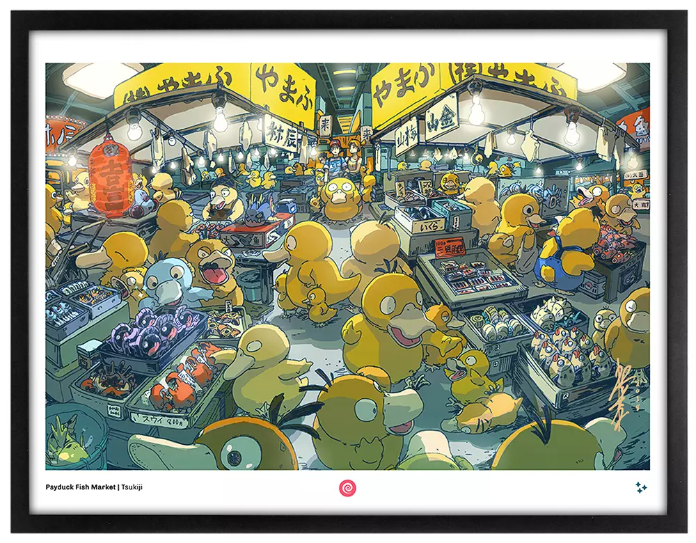 Psyduck Market (Framed Giclee), Bryce Kho