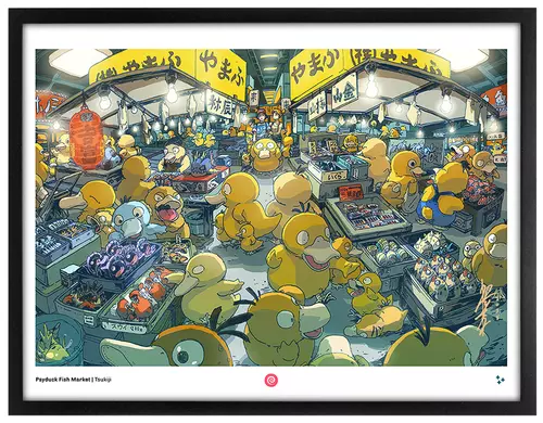 Psyduck Market (Framed Giclee), Bryce Kho