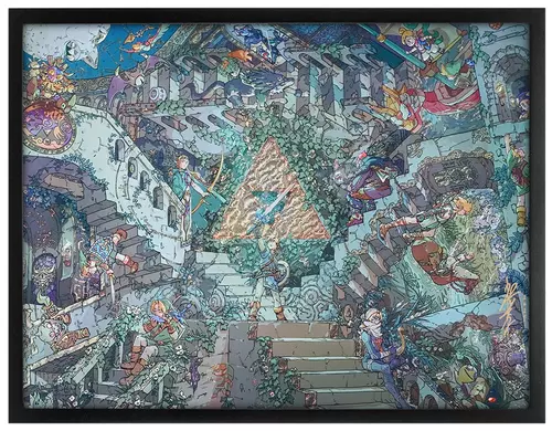 Triforce (Framed Foil Print w/ Drawing), Bryce Kho