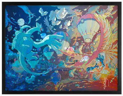 Swablu Sunset (Framed Foil Print w/ Drawing), Bryce Kho