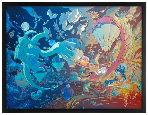Swablu Sunset (Framed Foil Print w/ Drawing), Bryce Kho