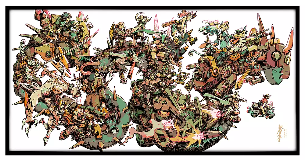 Dragon Motorcycle (Framed Foil Print) 1/1, Bryce Kho
