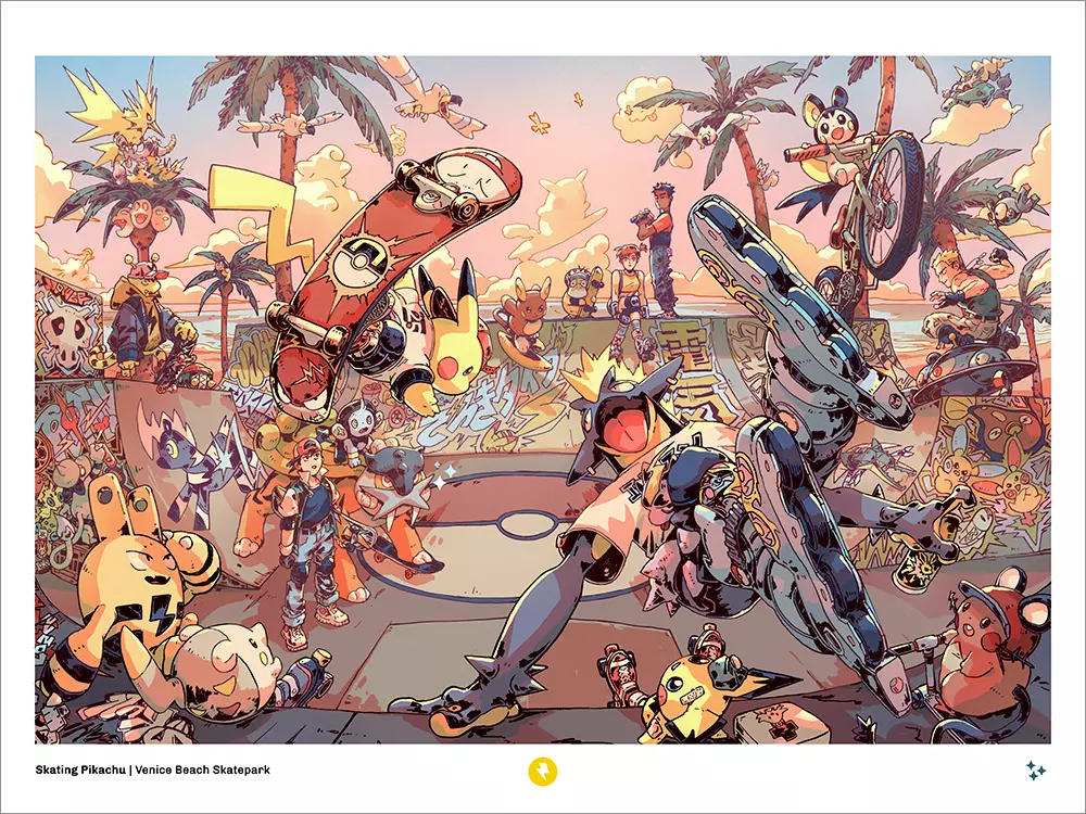 Skating Pikachu [PRINT], Bryce Kho