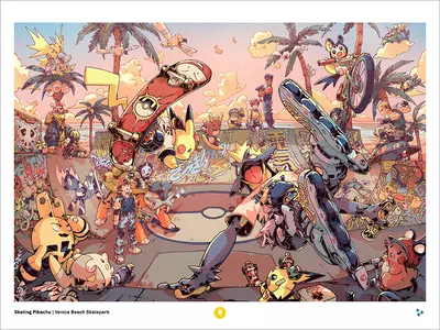 Skating Pikachu [PRINT], Bryce Kho